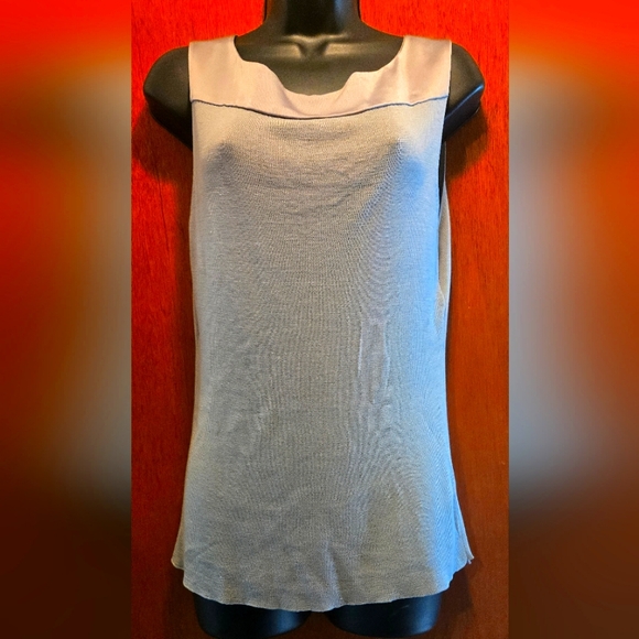 Donna Karan Tops - Donna Karan Elegant Gray Silk Sleeveless Sweater Top SzL